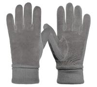 Harssidanzar Guanti invernali da donna in pelle scamosciata in lana termica foderati in pile SL024EU,Grigio,Taglia XL