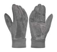 Harssidanzar Guanti invernali da uomo in caldo pile di lana foderato di camoscio SM045EU,Grigio,Taglia L