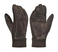 Harssidanzar Guanti invernali da uomo in caldo pile di lana foderato di camoscio SM045EU,Marrone,Taglia M