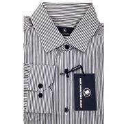 Hart Schaffner Marx Uomo Camicia a Maniche Lunghe Righe Cotone Inchiostro Blu L