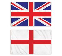 Harts Set di 2 bandiere britanniche, bandiere inglesi con bandiera inglese e croce di San Giorgio, bandiere rosse bianche blu per interni ed esterni con occhielli, bandiere nazionali della Gran