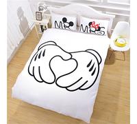 Haru Homie Set copripiumino in microfibra stampato Topolino e Mr/Mrs, set biancheria da letto reversibile 3 pezzi con cerniera, ultra morbido e leggero, facile da pulire, per coppie, king size