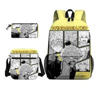 Haruka/Suo Hayato Anime Zaino per la scuola leggero per ragazze e ragazzi, set 3 in 1, zaino impermeabile di grande capacità, con borsa a tracolla e astuccio, Tipo 4, Taglia unica, Set di zaini per la