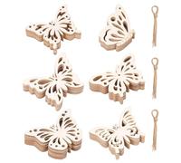 harupink 60 pezzi farfalla in legno, sei farfalle decorative con foro, decorazioni per farfalle incompiute con corda di canapa per sospensione, set fai da te per bambini, fai da te (9 x 6 x 0,25 cm)