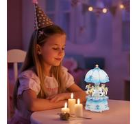 harupink Carillon decorativo con LED colorato, scatola musicale in resina, calda e romantica, regalo musicale per fidanzate, bambini, Natale, festival (blu)