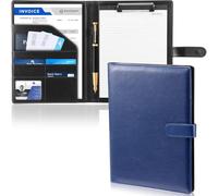 Harupink Cartellina per conferenze, formato A4, in pelle PU, con chiusura magnetica, blocco note e spazio extra, formato A4, 32,2 × 24 cm, materiale durevole (blu)