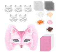 harupink Mask DIY Set di 6 maschere con maschera per gatti, pelliccia sintetica, rete per gli occhi e panno in feltro, maschera per gatti per Halloween, carnevale, maschera, feste