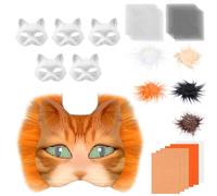 harupink Mask DIY Set di 6 maschere con maschera per gatti, pelliccia sintetica, rete per gli occhi e panno in feltro, maschera per gatti, per Halloween, carnevale, maschera, feste
