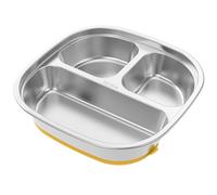 harupink Piatto per bambini con ventosa, in acciaio inox 304, antiscivolo, con tre scomparti, forte assorbenza, approfondire la griglia, senza BPA, per pasti sani per bambini