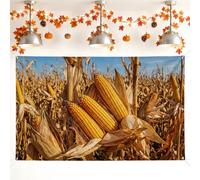 Harvest Corn Field Theme Autumn Sfondo Banner 180 x 109 cm | Campo agricolo rustico, sfondo fotografico, tema stagione del raccolto, calde tonalità dorate, paesaggio naturale di campagna