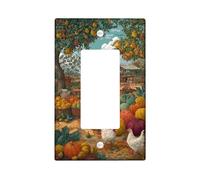Harvest Farm Light Switch Cover Plate/Outlet Covers, Colori Autunno con Fresh Produce Design, Piastre da parete termoplastiche, Dimensioni standard Single Rocker