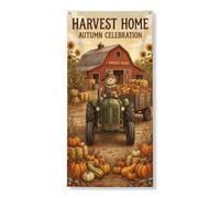 Harvest Farmhouse Spaventapasseri tema autunno coperture 91 x 183 cm | Stile rustico, striscione per portico, scena del trattore spaventapasseri, tema raccolta patch zucche