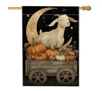 Harvest Goat Moon - Bandiera da giardino con zucca autunnale nera, striscione da giardino, bandiera a doppia faccia in iuta per cortile, decorazione per esterni, 71 x 101 cm