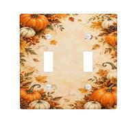 Harvest Pumpkins - Piastra di copertura per interruttore della luce a tema | Foglie d'acero, bacche raccolte, stile pergamena vintage, decorazione casalinga, accenti stagionali per la casa