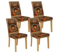 Harvest Time - Coprisedia per sedie da pranzo, elasticizzati e lavabili, in spandex, comode, decorative, per cucina e sala da pranzo, 4 pezzi