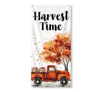 Harvest Time - Striscione decorativo per porta, decorazione autunnale rustica per camion, foglie autunnali, decorazione per porta d'ingresso, per interni ed esterni, forniture per vacanze stagionali