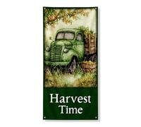 Harvest Time - Striscione decorativo per porta d'ingresso, stile vintage con camion verde, decorazione per porta d'ingresso, per interni ed esterni, autunnale, da appendere, forniture per festival, 91