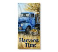 Harvest Time - Striscione decorativo per porta, motivo camion blu vintage e mele, decorazione per interni ed esterni, feste autunnali, 91 x 182 cm