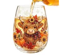 Harvest Water Glasses, Clear Drinking Cups With Funny Cute Design, Anti Tip