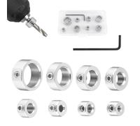 Hary Set di 9 anelli di arresto di profondità, 3 - 16 mm, in acciaio inox, limitatore di posizione preciso e posizionatore, per trapano con chiave esagonale