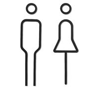 HARY Set di targhe per WC autoadesive per uomo e donna, in acrilico di alta qualità, per hotel, ristoranti e ufficio (nero, 18 cm), con adesivo 3M