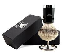 Haryali London, Pennello da barba Super Taper Silvertip Badger con supporto, elegante set da barba tradizionale da uomo in 2 pezzi