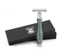 Haryali London Rasoio a doppia lama per uomo e donna - Rasoio metallico con doppia lama - Design goffrato - Rasoio riutilizzabile - Grigio - Adatto a tutte le lame DE