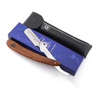 Haryali London Rasoio professionale a gola tagliata, kit con lame in legno, rasoio a gola tagliata, custodia in pelle come custodia protettiva, rasoio sostenibile per taglio della gola, confezione da