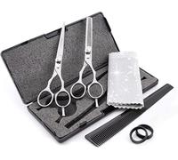 Haryali London Set di forbici per capelli da barbiere, diradamento testurizzante, tagliacapelli a vite regolabile, pettine, bottiglia d'olio, panno e tagliacapelli, fornito in scatola nera