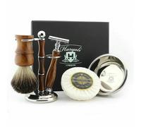 Haryali Personalizzabile 5pc IN Legno Set da Barba Rasoio Pennello Stand Sapone