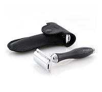 Haryali - Sophist Collection - Rasoio di sicurezza assemblato a mano con custodia in pelle di bovino di marca, ottima idea regalo