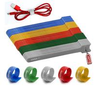 HASA zone Fascette Cavi Colorate 100 Pezzi, Fascette Riutilizzabili con Gancio e Anello per la Cable Management, Regolabili Fascette per Cavi 15CM