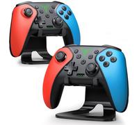 HASACOOL Set di 2 controller Switch 2 Pro + 2 supporti senza fili | 2 controller + 2 supporti, 1000 mAh/15h, giroscopio, turbo, tasti Prog, 4 livelli di vibrazione. Per Switch2/Switch/PC