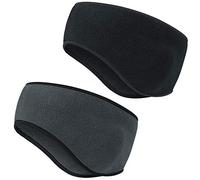 Hasagei - Fascia per la testa invernale per lo sport, fascia per le orecchie, fascia elastica per uomo e donna per jogging, corsa, escursionismo, ciclismo e motocicletta, nero + grigio polare pile.