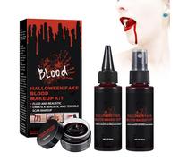HASAIKA Halloween Sangue Finto, Set Trucco per Halloween, Sangue finto coagulante per il trucco del costume di Halloween, il trucco del viso, il vampiro, ecc.