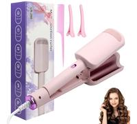 HASAIKA® Piastra Onde per Capelli, Ferro Arricciacapelli, 32 mm Ferro per Capelli Onde con 4 Temperature regolabili per tutti i tipi di capelli, viene fornito con 1 pettine, 2 clip (Rosa)