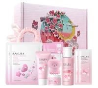 HASAIKA® Set per la Cura Della Pelle Sakura, Kit per la Cura Della Pelle Donna, Set Idratante per La Cura, Idratante e nutriente Include spazzola detergente e fascia per capelli, 11 pezzi