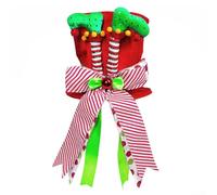 Hasaller Cappello a cilindro per albero di Natale, riutilizzabile, con stella di Natale, pieghevole, pupazzo di neve, decorazione per alberi di Natale, con fiocco a righe, per albero di Natale