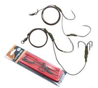 Hasaller Catfish Fishing Rigs Bottom Fishing Tackle Line Leader PE Thread Carbon Hook Bottom Fish Rig Line Leader con doppio sistema di gancio per pesca d'acqua dolce