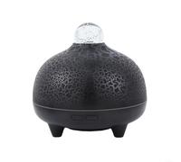 Hasaller Diffusore di aromi con effetto fiamma vulcanica, umidificatore USB da 350 ml, con luce notturna a 7 colori, spegnimento automatico, silenzioso, per casa, camera da letto, ufficio, nero (nero)