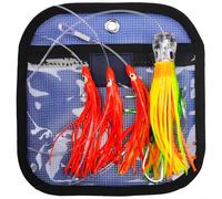 Hasaller Esca morbida a forma di calamaro, 22,9 cm, a forma di polpo, per pesca in acqua salata, tonno, marlin, pesce spada, sgombro, attrezzatura a trascinamento lento rosso (22,9 cm rosso)