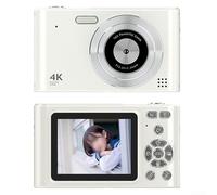 Hasaller Fotocamera digitale con zoom 16x, batteria ricaricabile, risoluzione 48 MP, scheda di memoria da 32 GB, zoom digitale, anti-vibrazione, messa a fuoco automatica, fotocamera digitale (bianco)