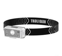 Hasaller Lampada frontale a LED ricaricabile con ricarica rapida di tipo C, batteria da 1200 mAh, 5 modalità di illuminazione, sensore a infrarossi, impermeabile, per pesca notturna, campeggio