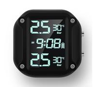 Hasaller Monito - Monitoraggio della pressione degli pneumatici impermeabile con display LCD e 2 sensori esterni per moto, senza fili, angolo regolabile