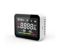 Hasaller Monitor di Qualità con Display LCD per WiFi Temperatura Umidità e Rilevamento Compatibile con App Bianco 9.4x7.4x3cm ABS