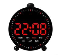 Hasaller Orologio da parete con display a LED e temperatura per casa, palestra, ufficio, telecomando data e ora (C)
