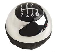 Hasaller Pomello del cambio manuale per Fiat 500 500C 2012-2018 6 marce testa del cambio con finitura argento e rosso sostituzione diretta in plastica ABS interno aggiornamento (nero)