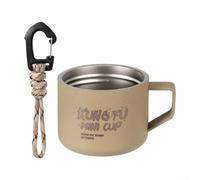 Hasaller Tazze da tè Kung Fu 304 in acciaio inox, mini tazza da kung fu 100 ml, in metallo ispessito, leggera, da viaggio, con attacco a moschettone, per escursionismo, zaino in spalla, avventure