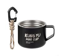 Hasaller Tazze da tè Kung Fu in acciaio inox 304, mini tazza da kung fu da 100 ml, in metallo ispessito, leggera, da viaggio, con attacco a moschettone, per escursionismo, zaino in spalla, avventure