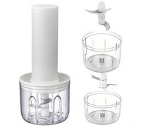 Hasaller Tritatutto elettrico USB per verdure, noci, ghiaccio, lame in acciaio inox 304, corpo in ABS, funzionamento con un pulsante, compatto, portatile, aiutante da cucina 14 x 10 cm, con tazze da